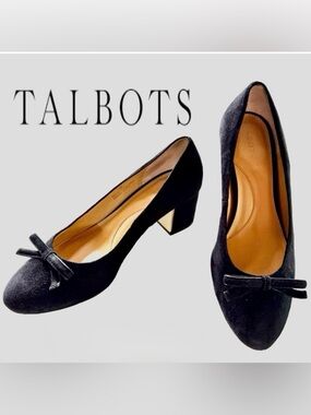 Talbots Isa Bow Black Suede Leather Pumps (7M)